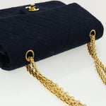 Chanel Matelasse 25 Shoulder Bag cotton Black CC Auth 33162