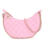 Auth Chanel Matelasse Lamb Skin Small Hobo Shoulder Bag Pink AS3917 Used F/S