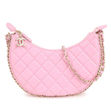 Auth Chanel Matelasse Lamb Skin Small Hobo Shoulder Bag Pink AS3917 Used F/S