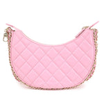 Auth Chanel Matelasse Lamb Skin Small Hobo Shoulder Bag Pink AS3917 Used F/S