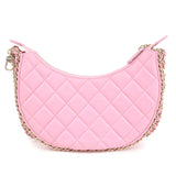 Auth Chanel Matelasse Lamb Skin Small Hobo Shoulder Bag Pink AS3917 Used F/S