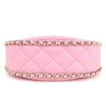 Auth Chanel Matelasse Lamb Skin Small Hobo Shoulder Bag Pink AS3917 Used F/S