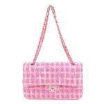 Chanel Matelasse 25 Tweed Leather Chain W Flap Shoulder Bag Pink