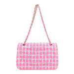 Chanel Matelasse 25 Tweed Leather Chain W Flap Shoulder Bag Pink