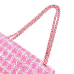 Chanel Matelasse 25 Tweed Leather Chain W Flap Shoulder Bag Pink