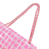 Chanel Matelasse 25 Tweed Leather Chain W Flap Shoulder Bag Pink