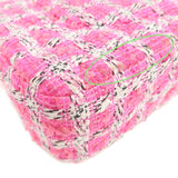 Chanel Matelasse 25 Tweed Leather Chain W Flap Shoulder Bag Pink