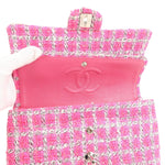 Chanel Matelasse 25 Tweed Leather Chain W Flap Shoulder Bag Pink