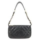Chanel Matelasse Caviar Skin Chain Shoulder Bag Black A22476