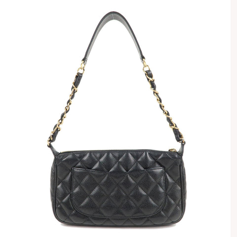 Chanel Matelasse Caviar Skin Chain Shoulder Bag Black A22476
