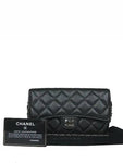 AP2096 COCO Champagne Gold Logo Black Caviar Double Phone Holder Chain Cross Bag Chanel