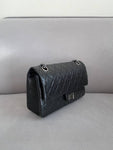 255 Chain Vintage Calfskin Ruthenium  Medium Flap Shoulder Bag Black Chanel