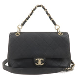 Chanel Matelasse Caviar Skin 2Way Chain Shoulder Bag Black
