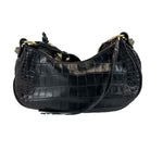 balenciaga - XS Shoulder Bag Crocodile Embossed Black Studded Shoulder Bag NEW