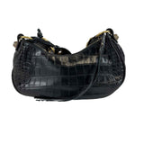 balenciaga - XS Shoulder Bag Crocodile Embossed Black Studded Shoulder Bag NEW