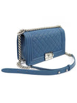 A67086 Blue Caviar Silver Boy Medium Flap Shoulder Bag No 29 Chanel