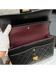 255 Vintage Calfskin Gold Tone Metal Large Flap Shoulder Bag Black Chanel