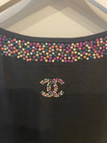 *FIRE PRICE* Chanel Black Top with Collar Embellishment and CC Logo Detail Size FR 38 (UK 10)