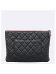 A82545 Classic Black Caviar Logo New Medium Clutch Chanel