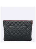 A82545 Classic Black Caviar Logo New Medium Clutch Chanel