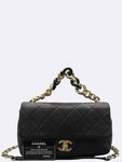 AS1353 Black leather gold metal chain tote bag and shoulder Chanel