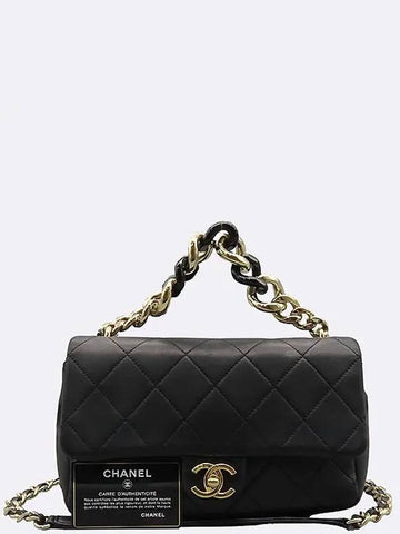 AS1353 Black leather gold metal chain tote bag and shoulder Chanel
