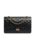 255 Vintage Calfskin Gold Tone Metal Large Flap Shoulder Bag Black Chanel