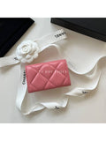 19 Gold Hardware Lambskin Flap Card Wallet Coral Pink Chanel