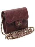 AP0238 Burgundy caviar gold CC logo classic clutch with chain card wallet cross bag 31st Chanel