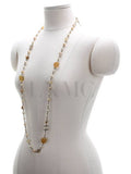 100th Anniversary Stone Long Necklace Pearl CC Logo Chain Chanel