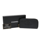 Chanel Long Zip Wallet in Black Caviar Leather A13228