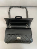 255 Chain Vintage Calfskin Ruthenium  Medium Flap Shoulder Bag Black Chanel