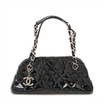 Chanel Mademoiselle Patent Leather Chain Shoulder Bag Black Silver G  14th