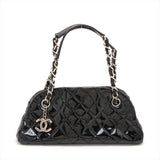Chanel Mademoiselle Patent Leather Chain Shoulder Bag Black Silver G  14th