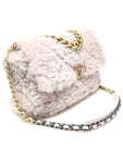 AS1161 Pink Shearling Fleece Metal 19 Nineteen Large Flap Shoulder Bag 30s Chanel