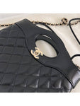 31 Gold Hardware Small Shiny Lambskin Shoulder Bag Black Chanel