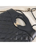 31 Gold Hardware Small Shiny Lambskin Shoulder Bag Black Chanel