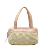 Chanel Logo One-Shoulder Bag Handbag Pink Natural Leather Cotton  CHANEL