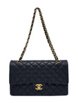 A01112 Black Lambskin Gold Classic Medium Chain Shoulder Bag Chanel