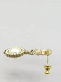 AB2307 CC Piercing Crystal Around Pearl Drop Gold Earrings Chanel