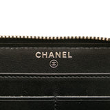 Chanel Long Zip Wallet in Tweed Denim Blue