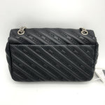 balenciaga Calfskin Logo Matelasse S BB Round Shoulder Bag Black LA43555