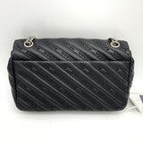 balenciaga Calfskin Logo Matelasse S BB Round Shoulder Bag Black LA43555