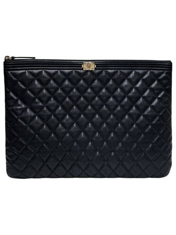 A84407 Cavier Skin Boy Vintage Gold Plated Large Clutch Chanel