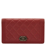 Chanel Long Wallet Leather Wine Red