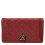 Chanel Long Wallet Leather Wine Red