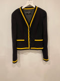 *HOT* Chanel 1994 Vintage Black and Yellow Wool Jacket & Midi Skirt Set with CC Logo Button Details Size FR 40 (UK 12)