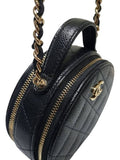 AP2502 Black Caviar Top Handle Tambourine Gold Chain Cross Bag Chanel