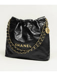 22 Shiny Calfskin Small Shoulder Bag Black Chanel