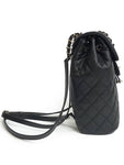 Backpack Grained Shiny Calfskin Gold Metal Black Chanel